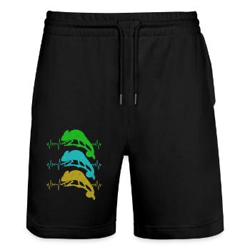 Chameleon - Stanley/Stella Trainer Unisex Organic Jogging Shorts - black - Front - Nik (191cm) & Marisol (170cm)