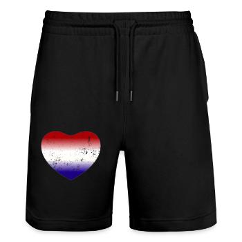 Hollande Pays-Bas Drapeau Herz - Short de jogging bio TRAINER Stanley/Stella unisexe - noir - Devant - Nik (191cm) & Marisol (170cm)