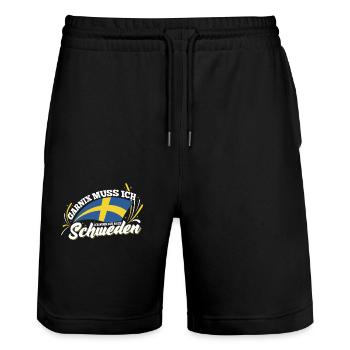 Schweden garnix muss ich nur nach Schweden Winston - Stanley/Stella Unisex Bio Joggingshorts Trainer  - Schwarz - Vorne - Nik (191cm) & Marisol (170cm)