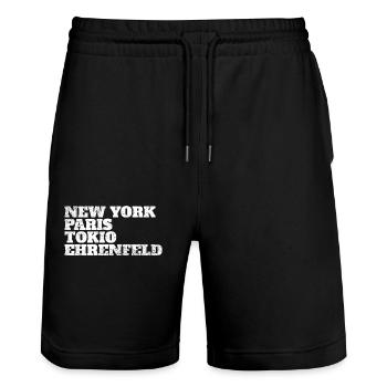 Ehrenfeld Paris Tokyo New York Home Cologne Quarter - Stanley/Stella Trainer Unisex Organic Jogging Shorts - black - Front - Nik (191cm) & Marisol (170cm)