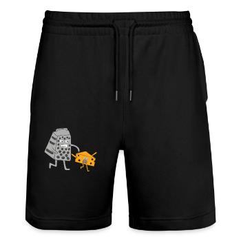 Käsereibe jagd Käse - Stanley/Stella Unisex Bio Joggingshorts Trainer  - Schwarz - Vorne - Nik (191cm) & Marisol (170cm)