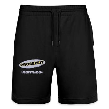 Probezeit Überstanden Unbefristet Festanstellung - Stanley/Stella Unisex Bio Joggingshorts Trainer  - Schwarz - Vorne - Nik (191cm) & Marisol (170cm)