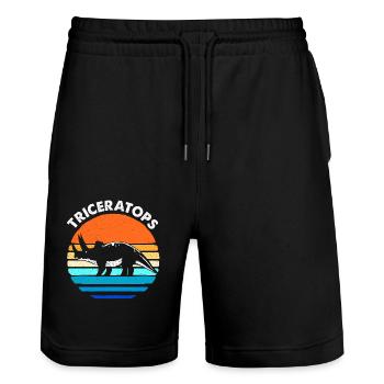 Triceratops - Short de jogging bio TRAINER Stanley/Stella unisexe - noir - Devant - Nik (191cm) & Marisol (170cm)