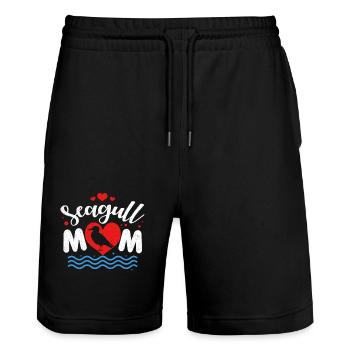 Möwe - Stanley/Stella Unisex Bio Joggingshorts Trainer  - Schwarz - Vorne - Nik (191cm) & Marisol (170cm)