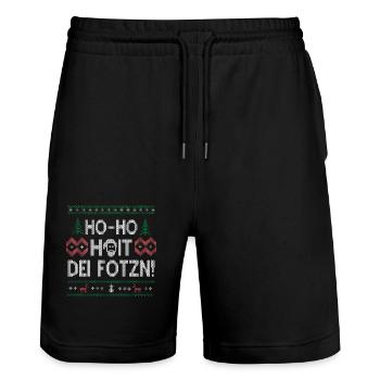 Ho Ho Hoit dei Ugly Sweater Gift X-Mas - Stanley/Stella Trainer Unisex Organic Jogging Shorts - black - Front - Nik (191cm) & Marisol (170cm)