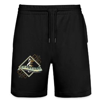 Piano piano - Stanley/Stella Trainer Unisex Organic Jogging Shorts - black - Front - Nik (191cm) & Marisol (170cm)