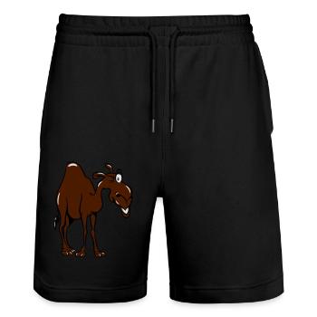 Kamel - Stanley/Stella Unisex Bio Joggingshorts Trainer  - Schwarz - Vorne - Nik (191cm) & Marisol (170cm)