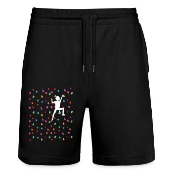 Klettern Bouldern Kletterwand Boulder Geschenkidee - Stanley/Stella Unisex Bio Joggingshorts Trainer  - Schwarz - Vorne - Nik (191cm) & Marisol (170cm)