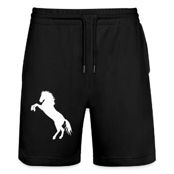 Cheval sauvage étalon cheval chevaux poney cavalier d'équitation - Short de jogging bio TRAINER Stanley/Stella unisexe - noir - Devant - Nik (191cm) & Marisol (170cm)