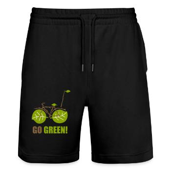 Fahrrad Umweltfreundlich E-Bike Natur Geschenk - Stanley/Stella Unisex Bio Joggingshorts Trainer  - Schwarz - Vorne - Nik (191cm) & Marisol (170cm)