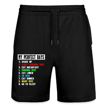 MY PERFECT DIVE DAY - DIVING - perfect day - Stanley/Stella Trainer Unisex Organic Jogging Shorts - black - Front - Nik (191cm) & Marisol (170cm)