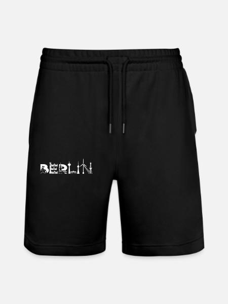 Berlin skyline sights - Stanley/Stella Trainer Unisex Organic Jogging Shorts - black