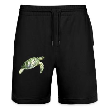 Tortue aquatique - Short de jogging bio TRAINER Stanley/Stella unisexe - noir - Devant - Nik (191cm) & Marisol (170cm)