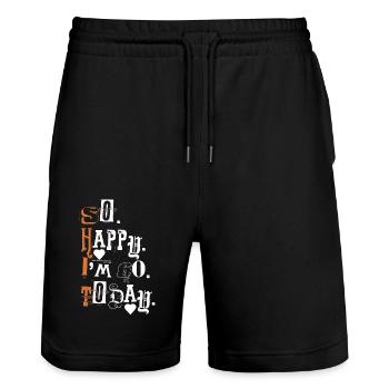 60th Birthday Funny Saying Gift - Stanley/Stella Trainer Unisex Organic Jogging Shorts - black - Front - Nik (191cm) & Marisol (170cm)