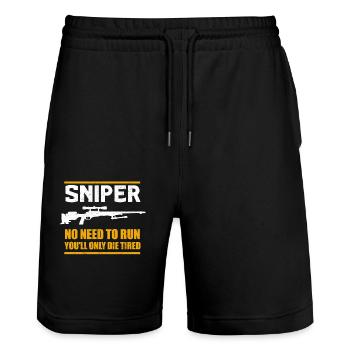 Sniper no need to run marksman sniper humor - Stanley/Stella Trainer Unisex Organic Jogging Shorts - black - Front - Nik (191cm) & Marisol (170cm)