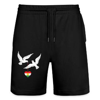 Kurdistan design drapeau kurde avec deux colombes - Short de jogging bio TRAINER Stanley/Stella unisexe - noir - Devant - Nik (191cm) & Marisol (170cm)