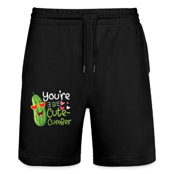 A cute cumber valentine saying cucumber - Stanley/Stella Trainer Unisex Organic Jogging Shorts - black - Front - Nik (191cm) & Marisol (170cm)