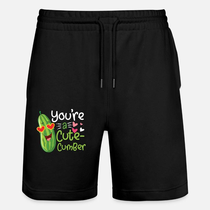 A cute cumber valentine saying cucumber - Stanley/Stella Trainer Unisex Organic Jogging Shorts - black