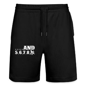 Linedance, Line dancing Damen - Stanley/Stella Unisex Bio Joggingshorts Trainer  - Schwarz - Vorne - Nik (191cm) & Marisol (170cm)
