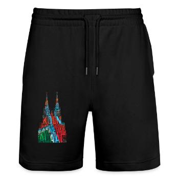 Kölner Dom Köln Karneval - Stanley/Stella Unisex Bio Joggingshorts Trainer  - Schwarz - Vorne - Nik (191cm) & Marisol (170cm)