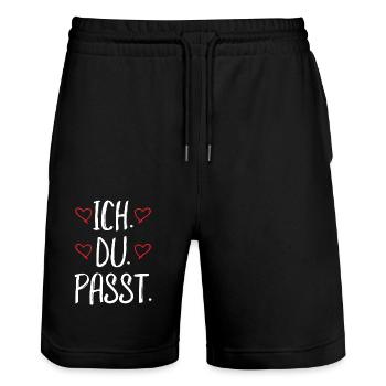Ich Du Passt - Liebeserklärung für die große Liebe - Stanley/Stella Unisex Bio Joggingshorts Trainer  - Schwarz - Vorne - Nik (191cm) & Marisol (170cm)