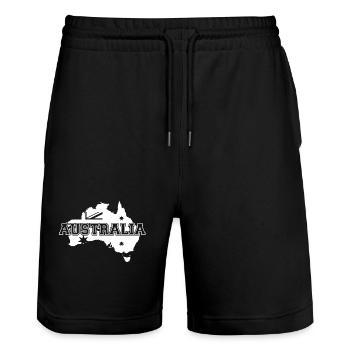 australia - Australia - Stanley/Stella Trainer Unisex Organic Jogging Shorts - black - Front - Nik (191cm) & Marisol (170cm)