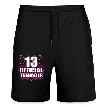 13 Official Teenagers – 13 Years Birthday - Stanley/Stella Trainer Unisex Organic Jogging Shorts - black - Front - Nik (191cm) & Marisol (170cm)