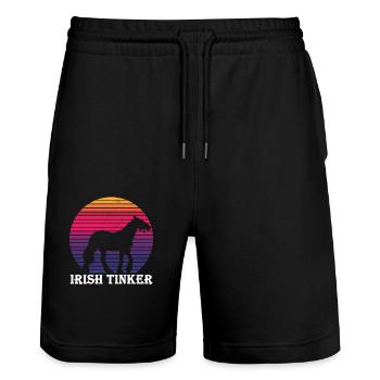 Irish Tinker - Horse in Retro Style - Stanley/Stella Trainer Unisex Organic Jogging Shorts - black - Front - Nik (191cm) & Marisol (170cm)