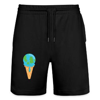 Melt ice earth - Stanley/Stella Trainer Unisex Organic Jogging Shorts - black - Front - Nik (191cm) & Marisol (170cm)