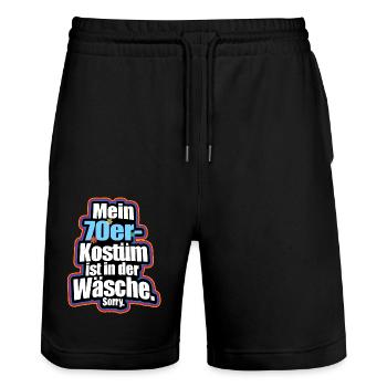 Mein 70er Jahre Kostüm In Der Wäsche Motto Party - Stanley/Stella Unisex Bio Joggingshorts Trainer  - Schwarz - Vorne - Nik (191cm) & Marisol (170cm)
