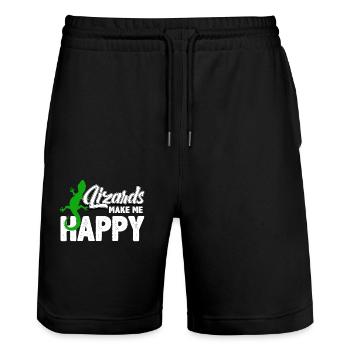 Gecko Eidechse - Stanley/Stella Unisex Bio Joggingshorts Trainer  - Schwarz - Vorne - Nik (191cm) & Marisol (170cm)