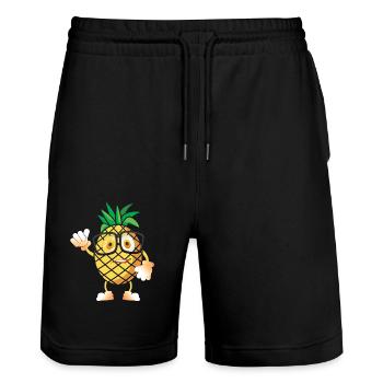 pineapple - Stanley/Stella Trainer Unisex Organic Jogging Shorts - black - Front - Nik (191cm) & Marisol (170cm)