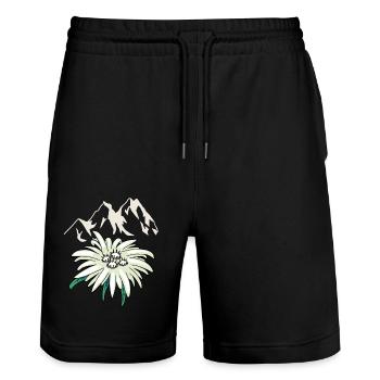 Mountains mountains peaks Edelweiß Blume Tirol - Stanley/Stella Trainer Unisex Organic Jogging Shorts - black - Front - Nik (191cm) & Marisol (170cm)