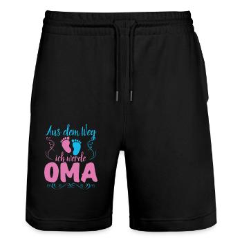 Aus dem Weg ich werde Oma - Nachwuchs Enkel - Stanley/Stella Unisex Bio Joggingshorts Trainer  - Schwarz - Vorne - Nik (191cm) & Marisol (170cm)