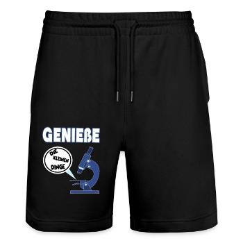 Lustige Mikrobiologie - Enjoy the little things - Stanley/Stella Unisex Bio Joggingshorts Trainer  - Schwarz - Vorne - Nik (191cm) & Marisol (170cm)