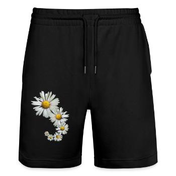 Marguerite, marguerite, fleurs, pétales, floral - Short de jogging bio TRAINER Stanley/Stella unisexe - noir - Devant - Nik (191cm) & Marisol (170cm)