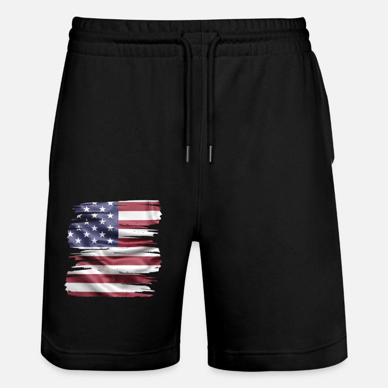 Drapeau américain rétro - Short de jogging bio TRAINER Stanley/Stella unisexe - noir