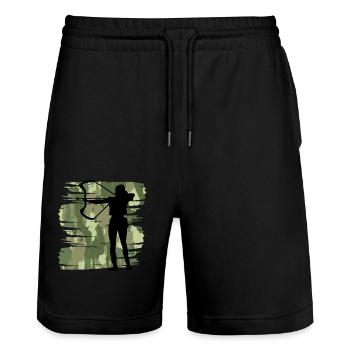 Archer - Short de jogging bio TRAINER Stanley/Stella unisexe - noir - Devant - Nik (191cm) & Marisol (170cm)