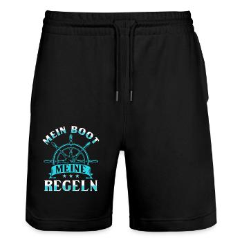 Kapitän Spruch - Stanley/Stella Unisex Bio Joggingshorts Trainer  - Schwarz - Vorne - Nik (191cm) & Marisol (170cm)