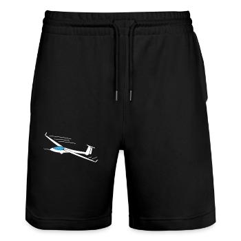 Segelflugzeug - Stanley/Stella Unisex Bio Joggingshorts Trainer  - Schwarz - Vorne - Nik (191cm) & Marisol (170cm)