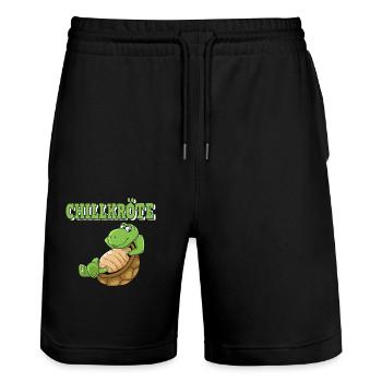 Lustiges Chillkröte Schildkröte Urlaub Chillen - Stanley/Stella Unisex Bio Joggingshorts Trainer  - Schwarz - Vorne - Nik (191cm) & Marisol (170cm)