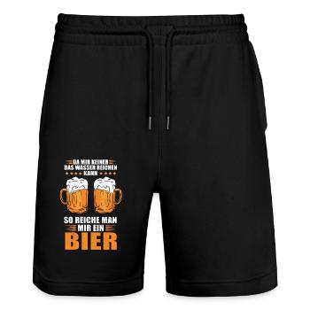 Da mir keiner das Wasser Saufen Bier Biertrinker - Stanley/Stella Unisex Bio Joggingshorts Trainer  - Schwarz - Vorne - Nik (191cm) & Marisol (170cm)