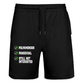 Liste de contrôle pansexuelle polyamoureuse polyamour LGBTQ - Short de jogging bio TRAINER Stanley/Stella unisexe - noir - Devant - Nik (191cm) & Marisol (170cm)