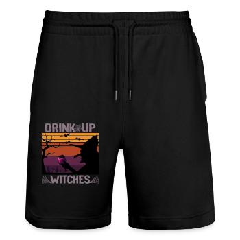 Hexe Halloween - Drink Up Witches - Stanley/Stella Unisex Bio Joggingshorts Trainer  - Schwarz - Vorne - Nik (191cm) & Marisol (170cm)