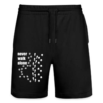 lustiges Hunde Spruch Geschenk Hund Pferd Pferde - Stanley/Stella Unisex Bio Joggingshorts Trainer  - Schwarz - Vorne - Nik (191cm) & Marisol (170cm)