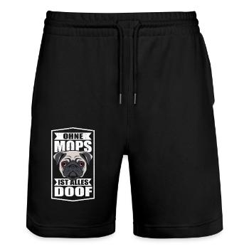 Ohne Mops ist alles doof Möpse Hund Hundeliebhaber - Stanley/Stella Unisex Bio Joggingshorts Trainer  - Schwarz - Vorne - Nik (191cm) & Marisol (170cm)