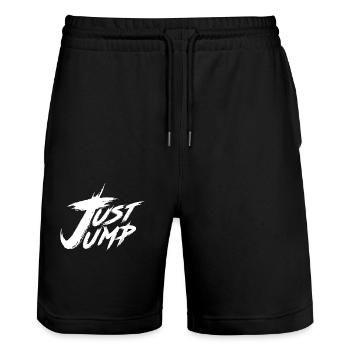 Just Jump Skydiver Just jump - Stanley/Stella Trainer Unisex Organic Jogging Shorts - black - Front - Nik (191cm) & Marisol (170cm)