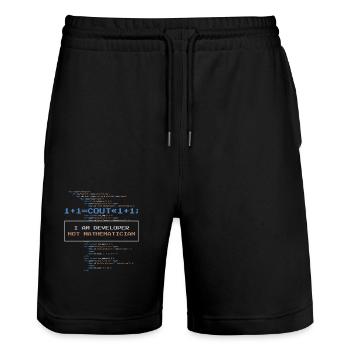 Développeur drôle Ne pas Matheass - Short de jogging bio TRAINER Stanley/Stella unisexe - noir - Devant - Nik (191cm) & Marisol (170cm)