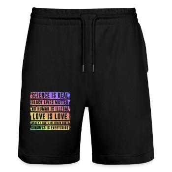 Sience is real Black lives matter - Stanley/Stella Unisex Bio Joggingshorts Trainer  - Schwarz - Vorne - Nik (191cm) & Marisol (170cm)