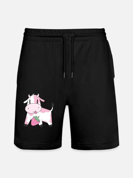 Strawberry Cow - Stanley/Stella Unisex Bio Joggingshorts Trainer - Schwarz